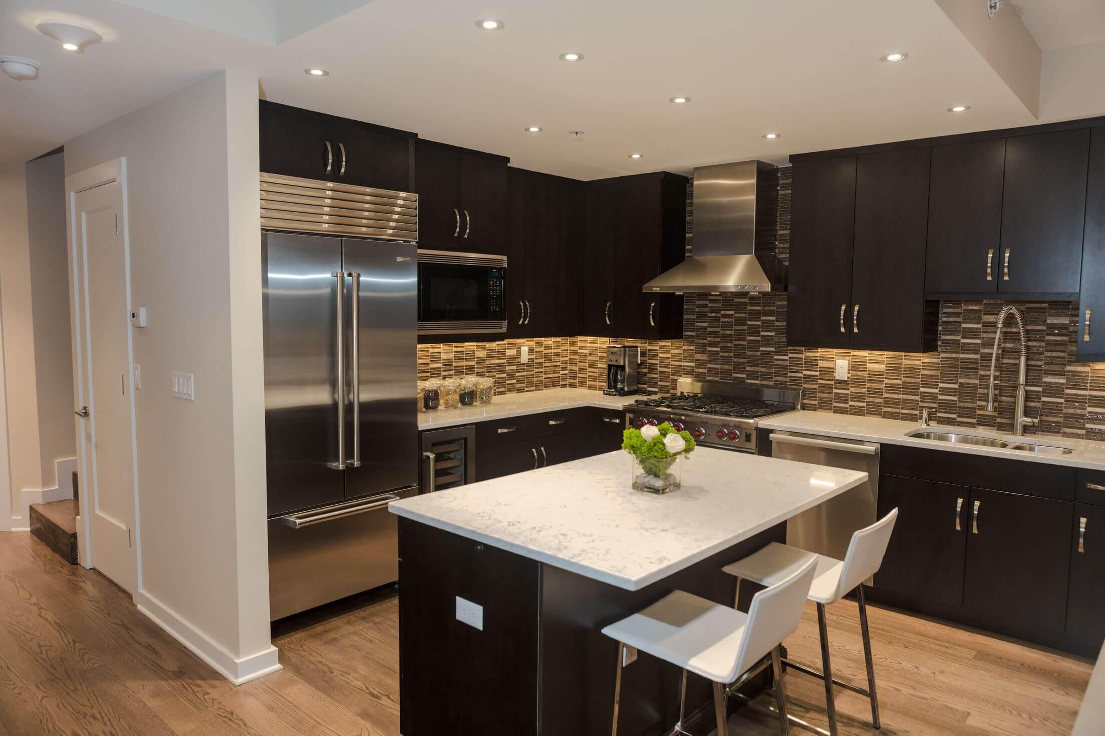 Black Kitchen Cabinets And White Countertops