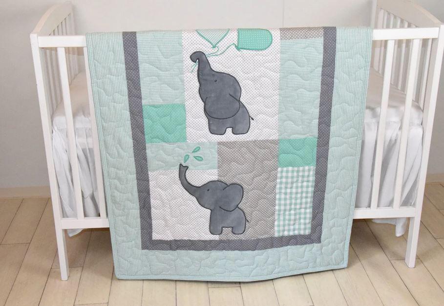 Crochet Baby Blanket With Elephant Applique