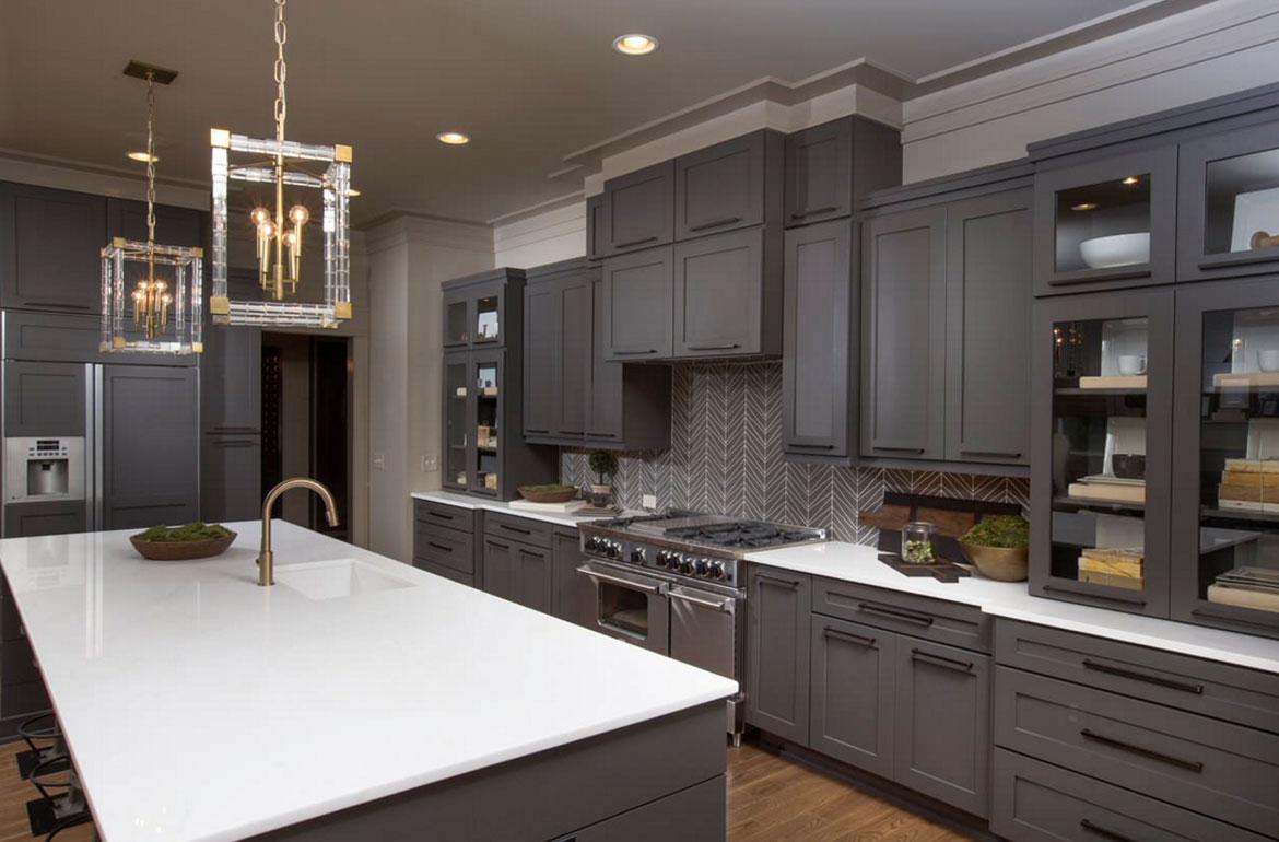 Grey Kitchen Cabinets And Backsplash