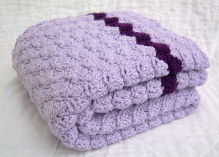 Knitted Purple Baby Blanket