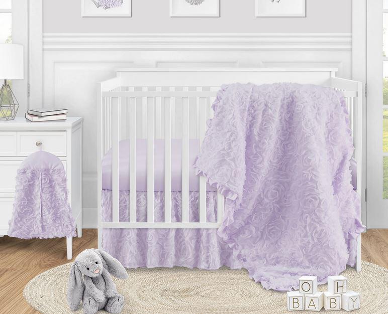 Purple Baby Blanket With Satin Trim