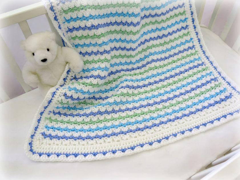 Stripe Knit Loom Baby Blanket