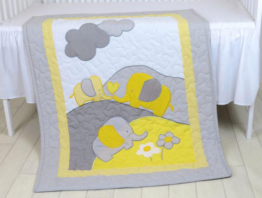 Yellow Grey And White Crochet Baby Blanket